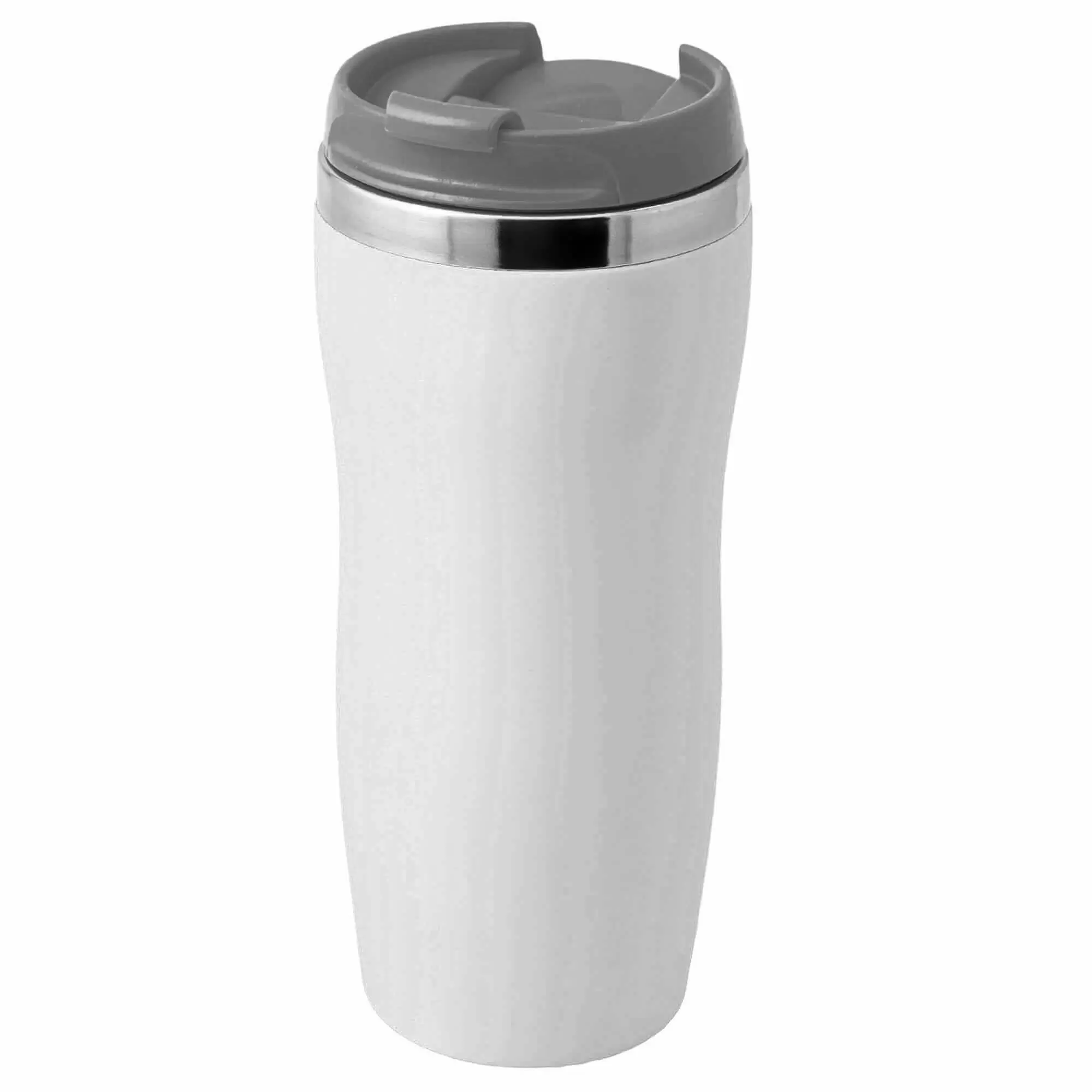Термокружка SLIM WHITE 350мл. Белая с серой крышкой 6032-23