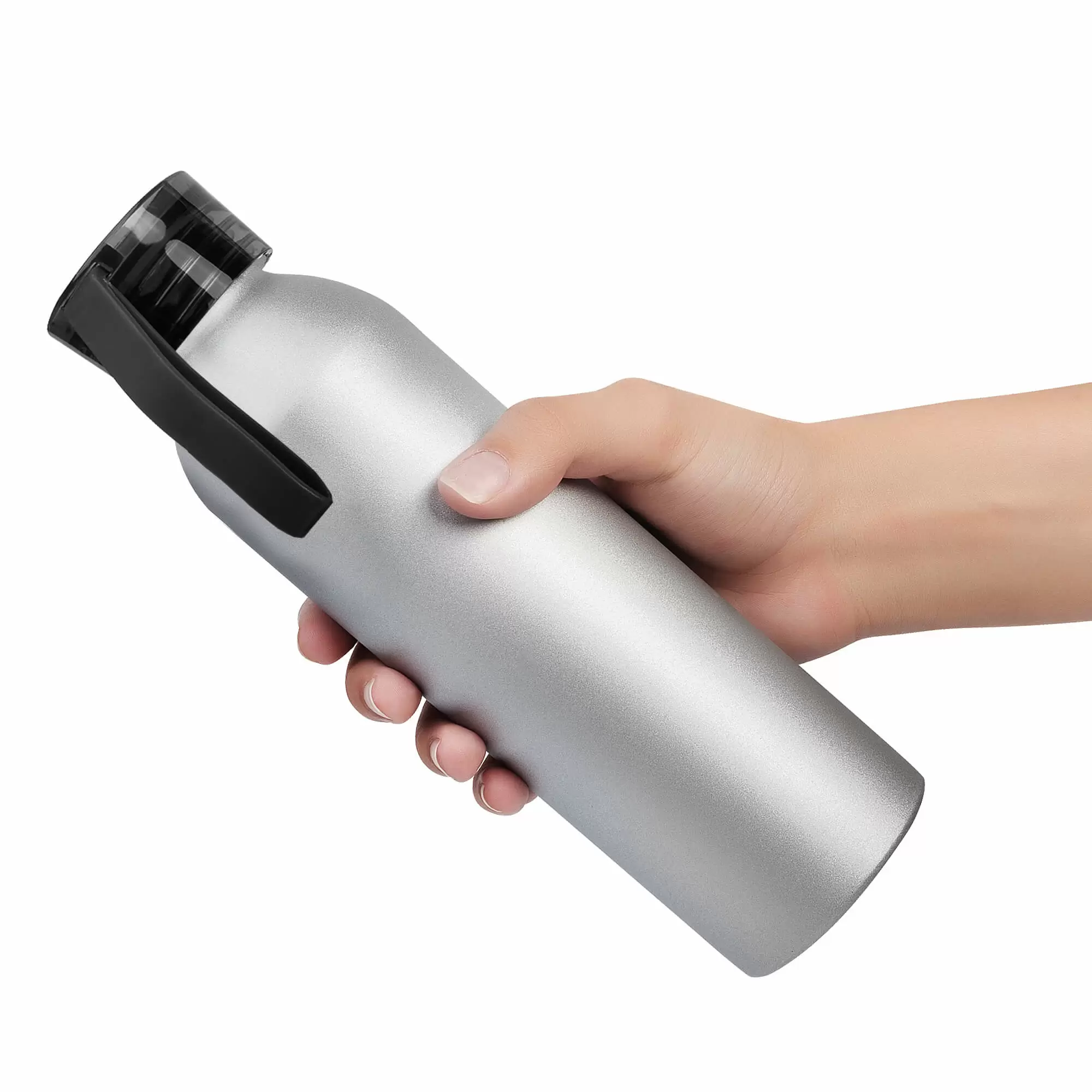 Термокружка Бутылка для воды VIKING SILVER 650мл. Серебристая с черной крышкой 6141-08