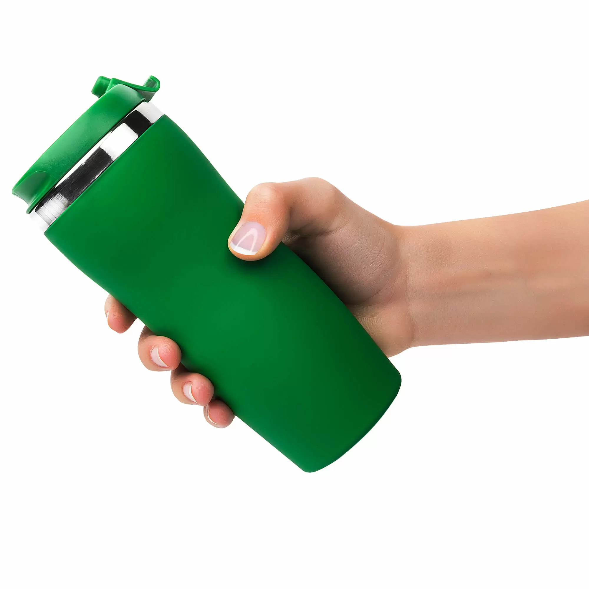 Термокружка SLIM SOFT COLOR 350мл. Зеленая с зеленой крышкой 6030-02