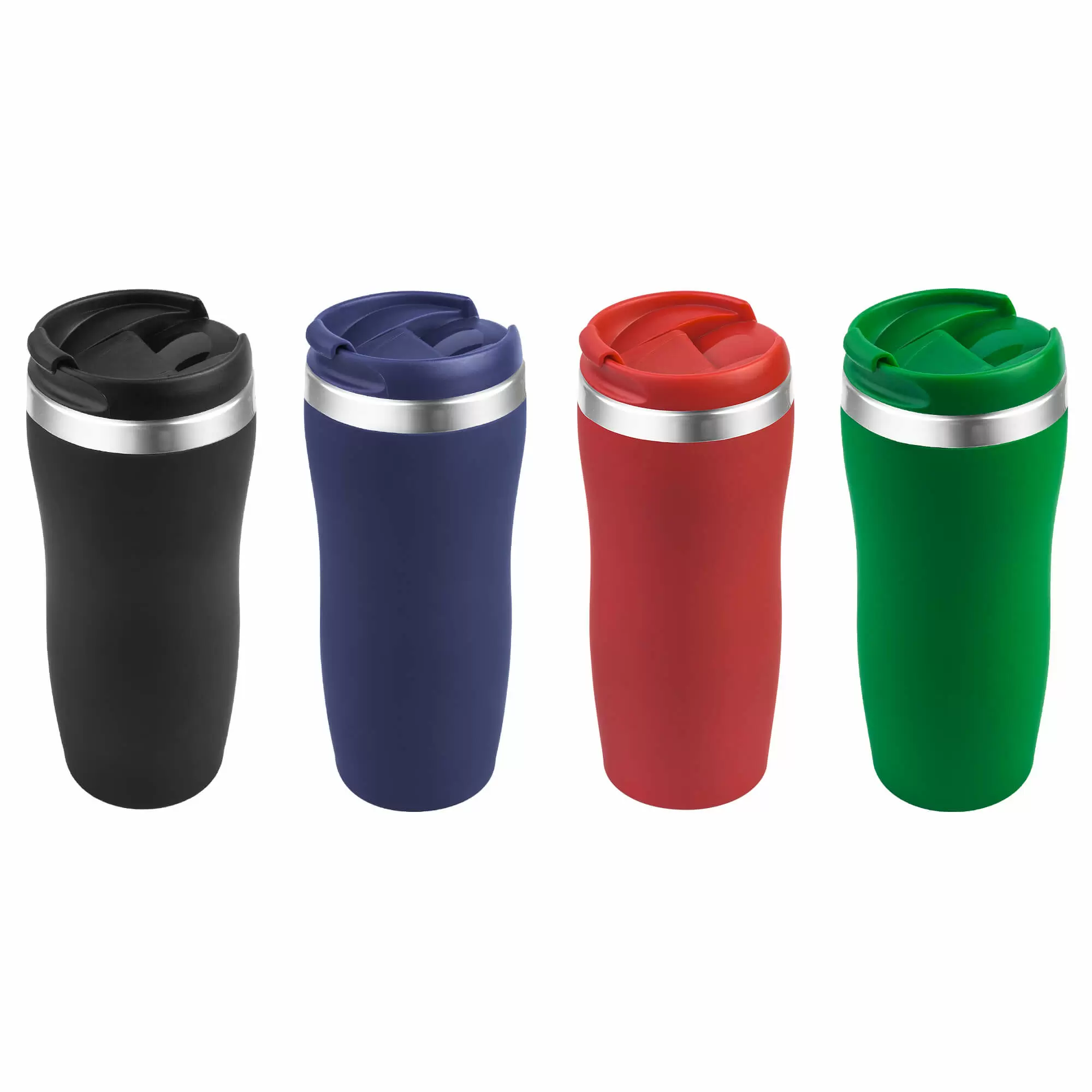 Термокружка SLIM SOFT COLOR 350мл. Черная с черной крышкой 6030-08