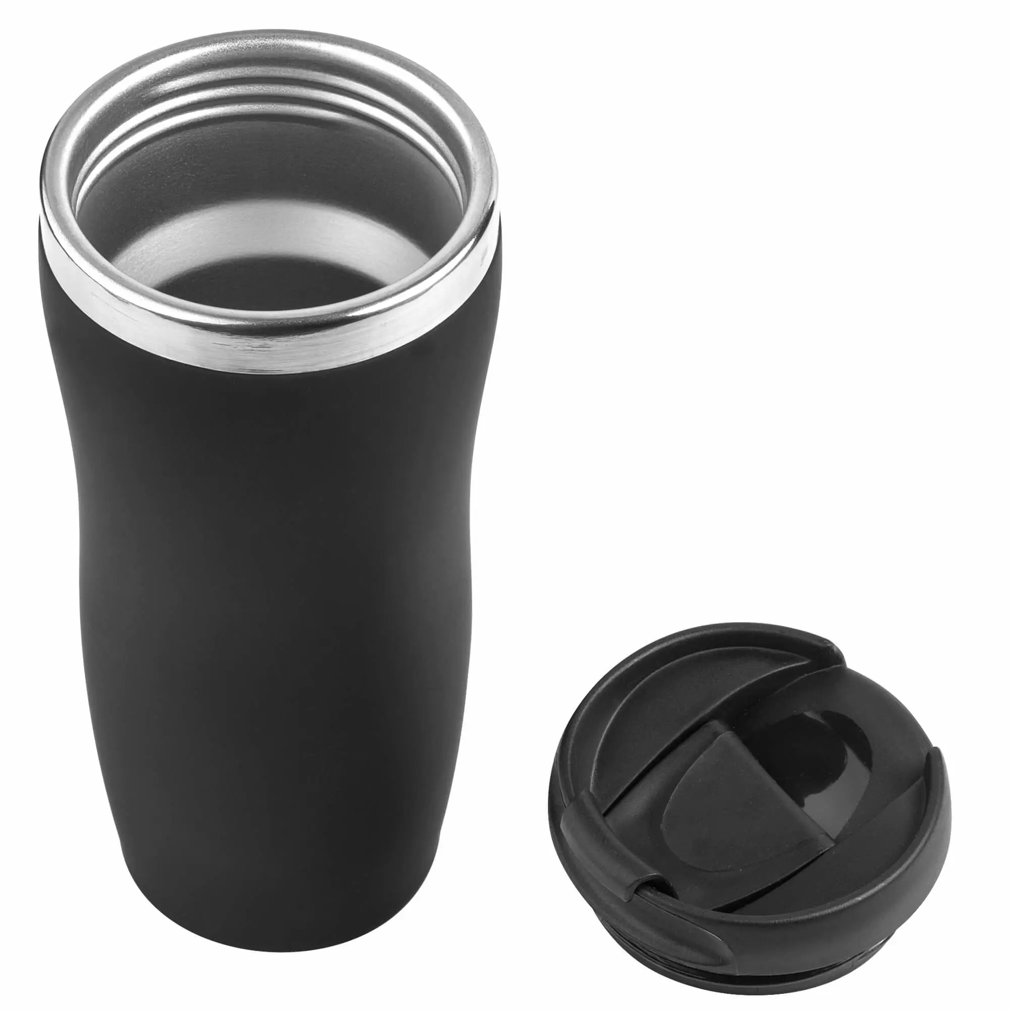 Термокружка SLIM SOFT COLOR 350мл. Черная с черной крышкой 6030-08