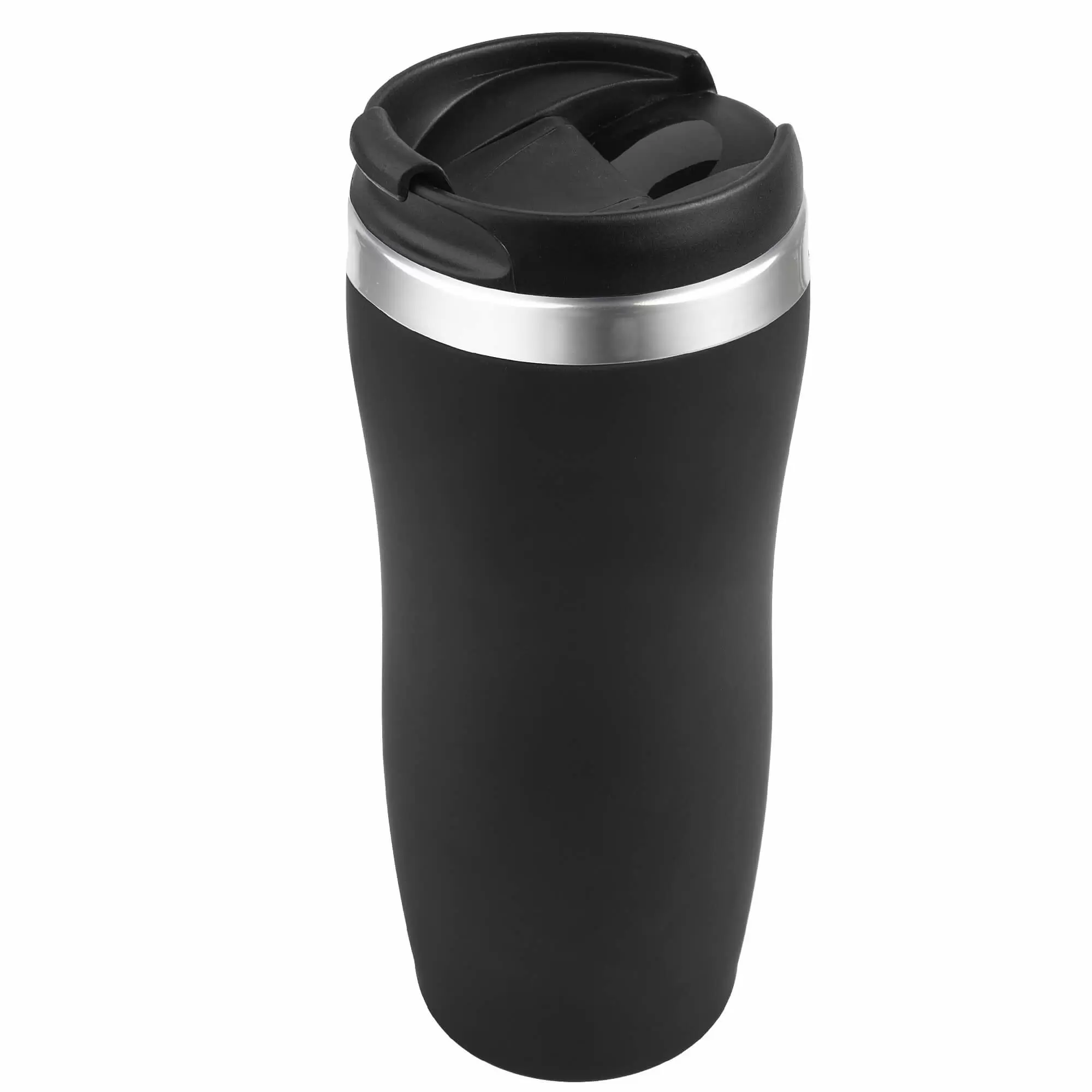 Термокружка SLIM SOFT COLOR 350мл. Черная с черной крышкой 6030-08