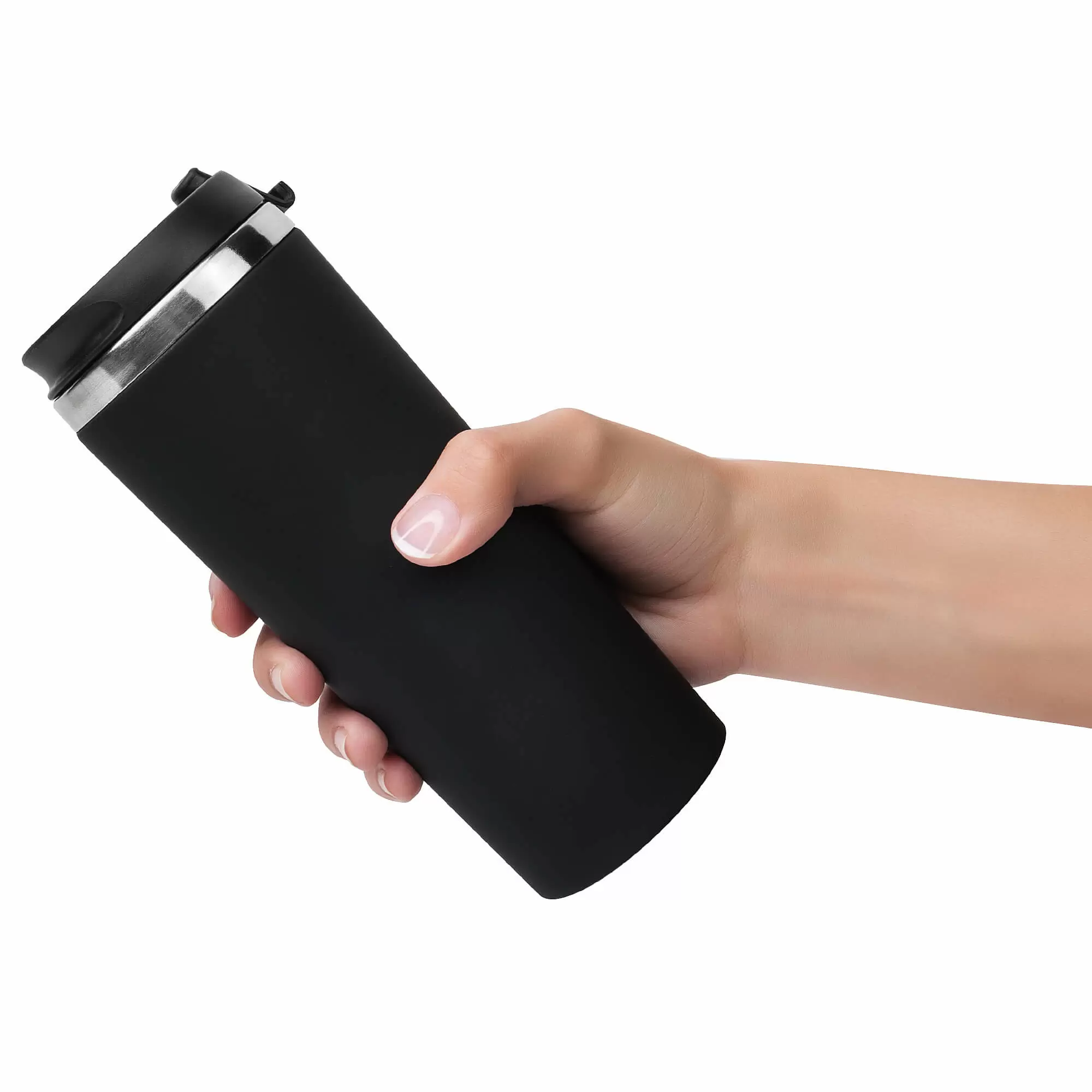 Термокружка KOMO SOFT COLOR 420мл. Черная с черной крышкой  6060-08