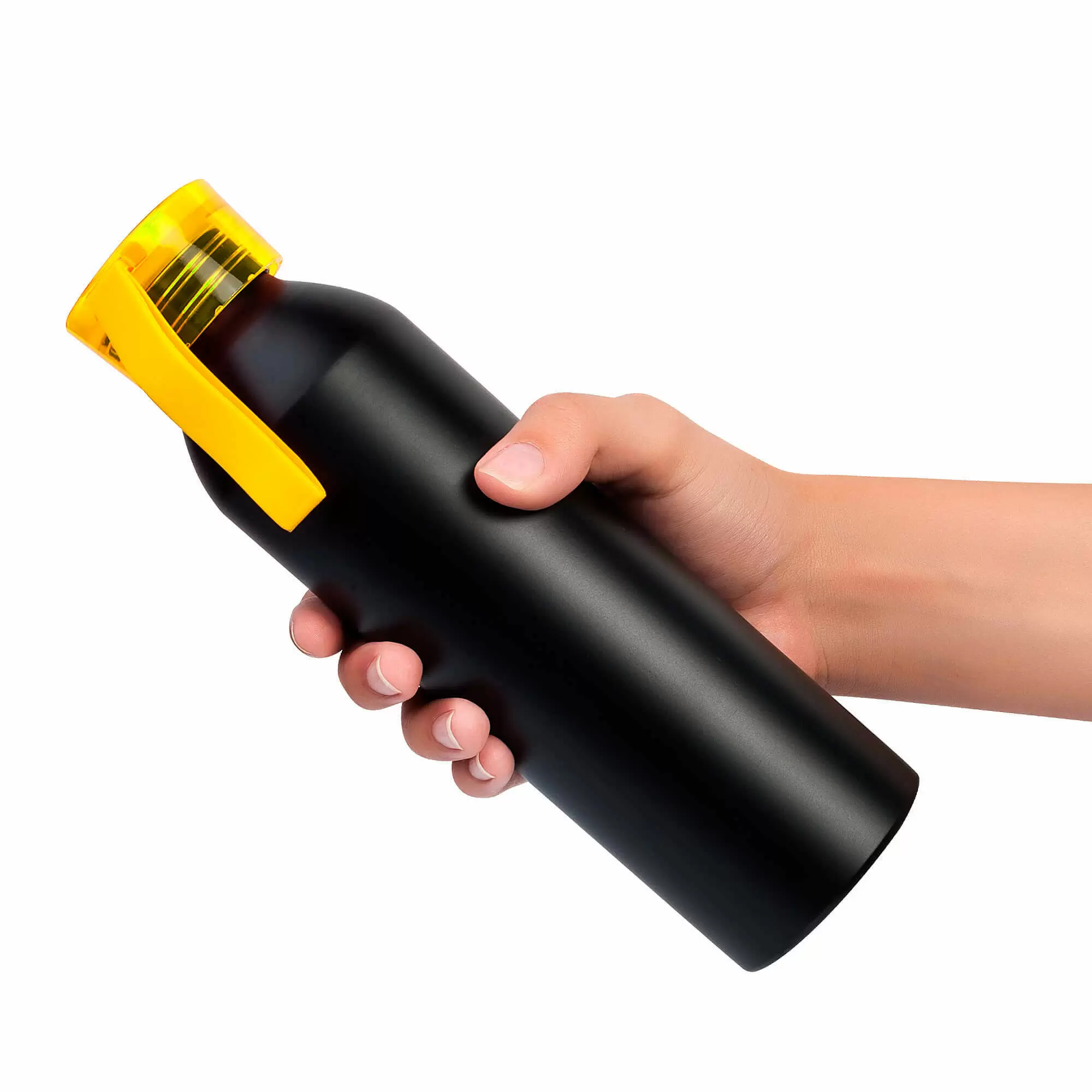 Термокружка Бутылка для воды VIKING BLACK 650мл. Черная с желтой крышкой 6142-04