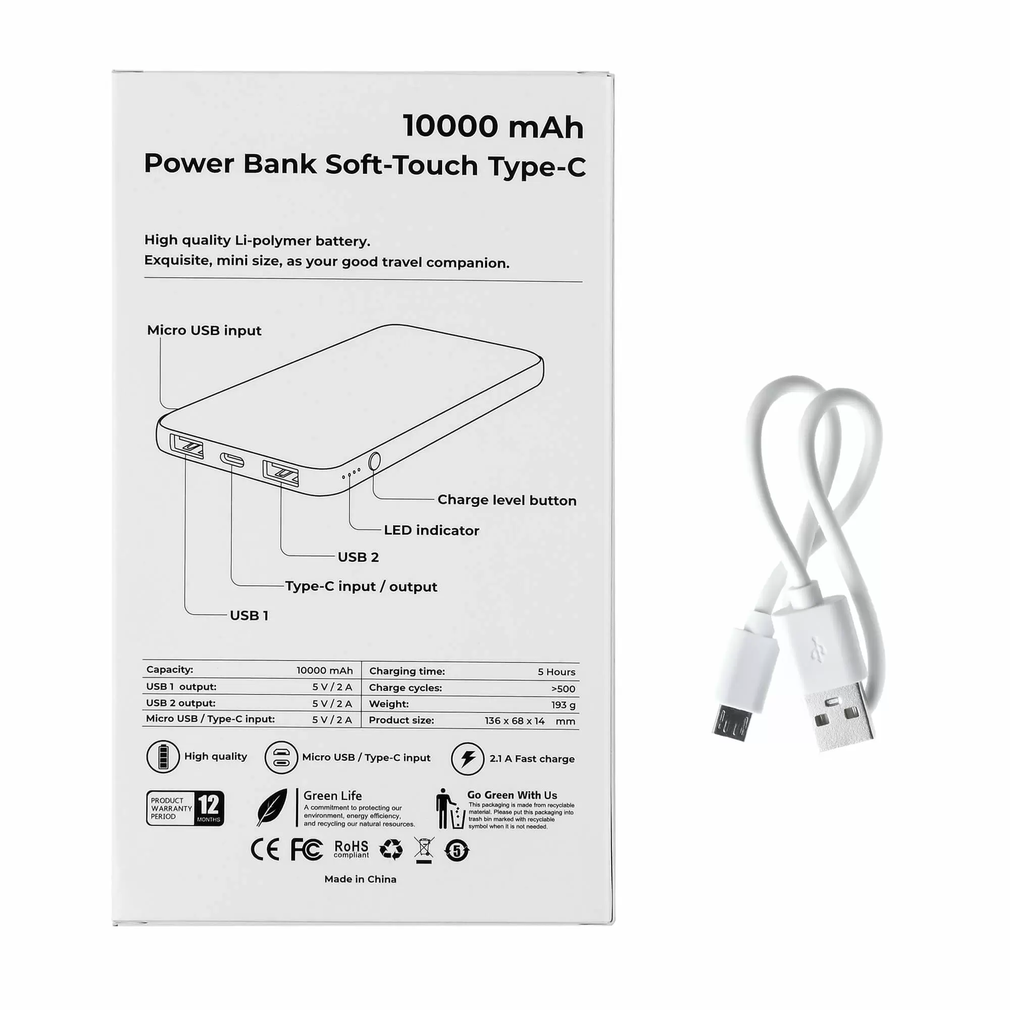 Внешний аккумулятор ENERGY PRO SOFT, 10000 мА·ч Белый 5010-07