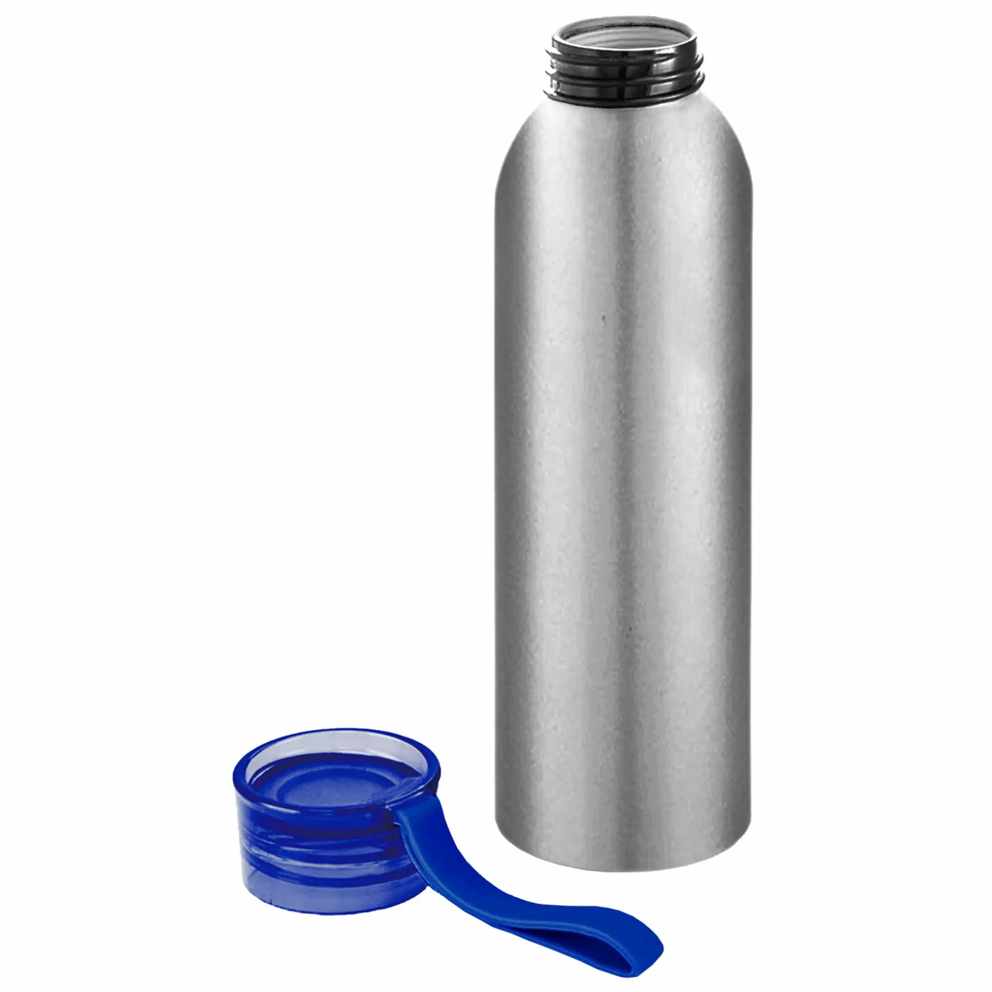 Термокружка Бутылка для воды VIKING SILVER 650мл. Серебристая с синей крышкой 6141-01