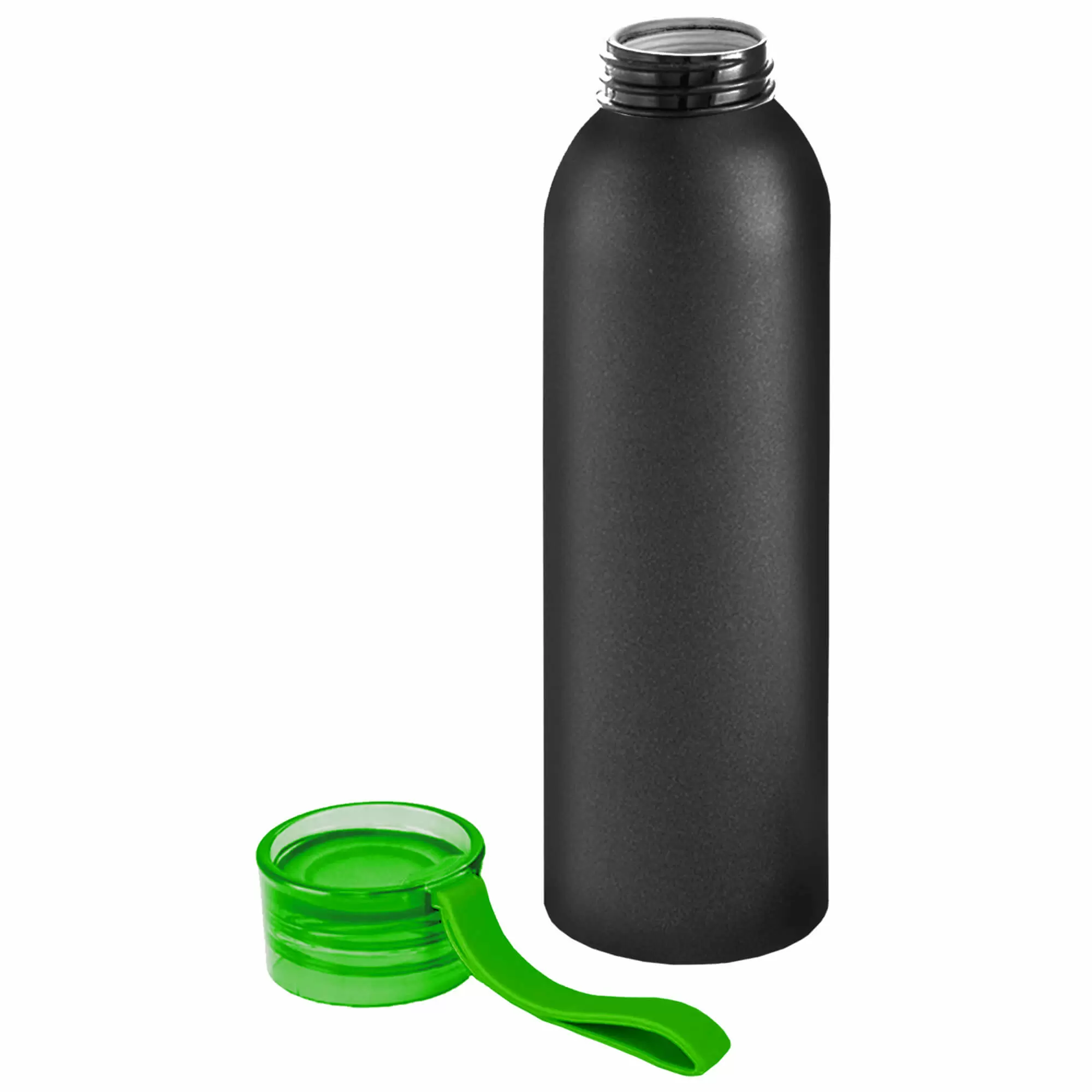 Термокружка Бутылка для воды VIKING BLACK 650мл. Черная с салатовой крышкой 6142-15